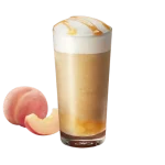 white peach and hojicha mousse tea frappuccino